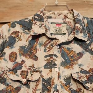 Vinatage Levi's Men's Cowboy Graphic Button Down